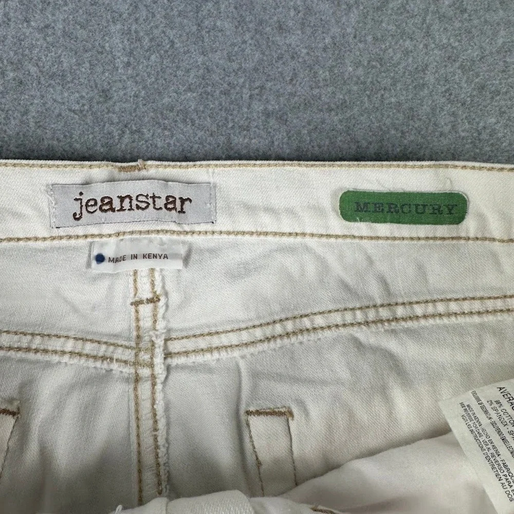 Jeanstar Women White Flare Jeans Mercury Bedazzled Size 12 Bootcut‎ Casual